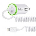 Автомобильное ЗУ Belkin USB Charger (LIGHTNING сable, USB 2.1Amp), Белый
